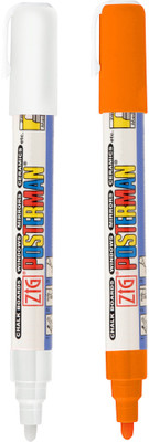 Zig POSTERMAN PAINT MARKER MEDIUM TIP effective on glass plastic metal wood & stone(Set of 2, WHITE & ORANGE)
