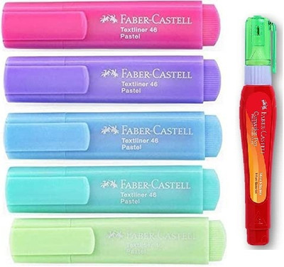 FABER-CASTELL Pastel Highlighter Set Of 5 With Correction Pen(Set of 5, Multicolor)