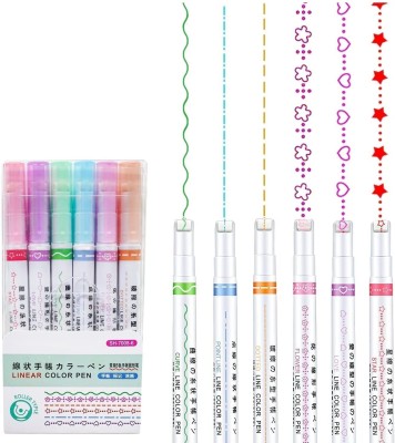 KR STORE Markers Sketch Pen Set Fineliner Pen(Pack of 6, Multicolor)