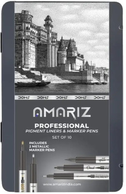 DOMS Amariz Professional Pigment Liners And Markers Pen(Set of 10, Multicolor)