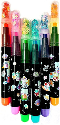 HARDSOSH Space themed Stamp + Highlighter Chisel Pen Set of 6 Multicolor(Set of 6, Multicolor)