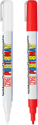 Zig POSTERMAN PAINT MARKER FINE TIP effective on glass plastic metal wood and stone.(Set of 2, WHITE & RED)