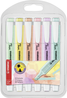 Stabilo swing cool Pastel - Highlighter Pen - 275/6-08(Set of 6, Multicolor)