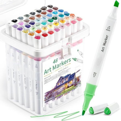 MILONI USA Art Markers 48 Colors Dual Tip Art Markers(Set of 48, Multicolor)