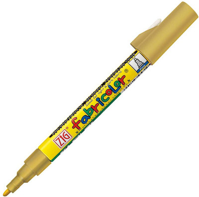 Zig Kuretake Fabricolor Marker PFC-20(Set of 1, 101 GOLD INK MADE IN JAPAN)