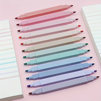 Wengonvila Aesthetic Highlighter Pen, 12 Color Cute Highlighter Pens with Soft Chisel Tip(Set of 12, Multicolor)