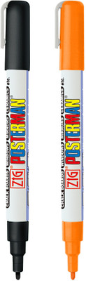 Zig POSTERMAN PAINT MARKER FINE TIP effective on glass plastic metal wood and stone.(Set of 2, BLACK & ORANGE)