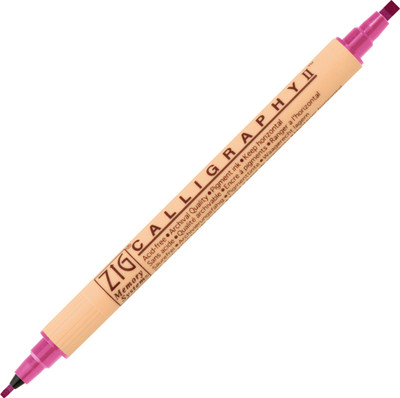Zig MEMORY SYSTEM CALLIGRAPHY MARKER DUAL TIP SIZE: 2 mm & 3.5 mm(Set of 1, 025 PURE PINK)