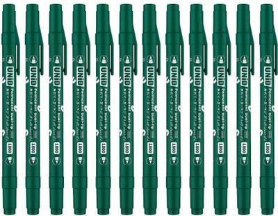 Leaderart Permanent Dual Tip Marker – Green, 0.4mm & 1.5mm,Waterproof & Smudge-Proof(Set of 12, Green Ink MADE IN MALAYSIA)