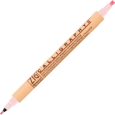 Zig MEMORY SYSTEM CALLIGRAPHY MARKER DUAL TIP SIZE: 2 mm & 3.5 mm(Set of 1, 026 BABY PINK)