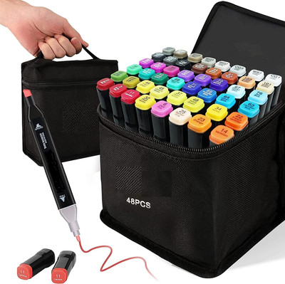 FLOSTRAIN 48 Dual Tip Art Marker Pen(Set of 48, Multicolor)
