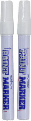 Hunny - Bunch Munhwa White Paint Marker For Metal, Wood, Black Paper, Plastic, Ceramic Etc(Set of 2, White)