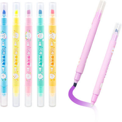 WISHKEY Double-Head Non-Toxic Ink Quick Drying Erasable Marker Pens for Multipurpose(Set of 6, Multicolor)
