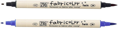 Zig FABRICOLOR TWIN FABRIC MARKER Combo Pack 1 MM TIP SIZE(Set of 2, Black and Blue MADE IN JAPAN)