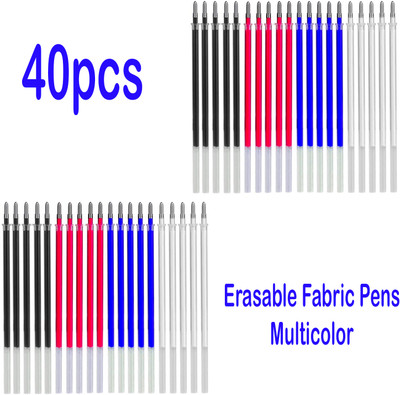 aakriti store Fabric Pen Marker Refills for Heat Erasable Fabric Pens, Tailoring Dressmaking(Set of 40, Black, Red, Blue, White)