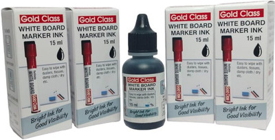 GoldClass White Board Marker ink Pack of 4 (15ml)(Black) 15 ml Marker Refill(Black)