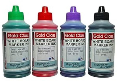 GoldClass Combo White Board Marker Ink Easily refillable(Set of4 Red,Black,Blue,Green) 100 ml Marker Refill(Black, Blue, Red, Green)