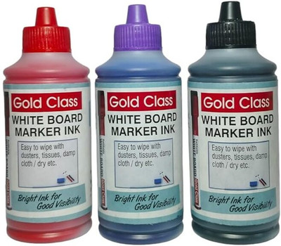 GoldClass Combo White Board Marker Ink 100ML Easily refillable Set of 3(Black,Blue,Red) 100 ml Marker Refill(Black, Blue, Red)