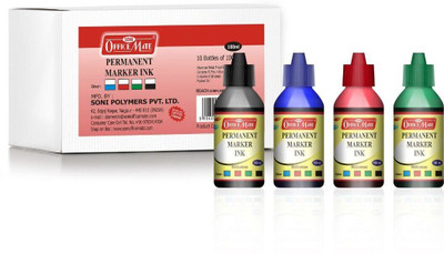 Soni Officemate Permanent Marker Refill Mix Ink 100 ml – Pack of 10 100 ml Marker Refill(Multicolor)