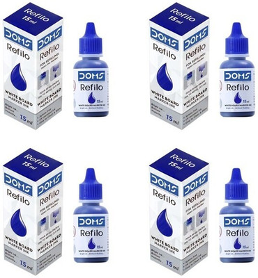DOMS Refilo White Board Marker Ink| Blue | Pack of 4 | Each bottle contains 15ml | 60 ml Marker Refill(Blue)