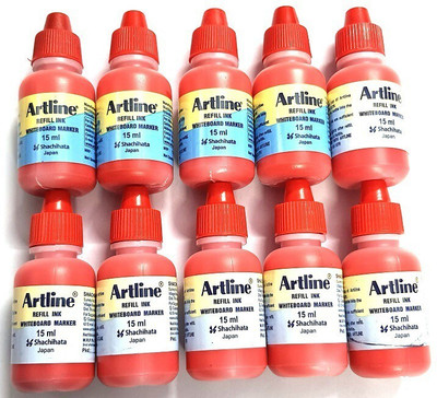 Artline WHITE BOARD MARKER INK PACK OF 10 (RED) 15 ml Marker Refill(Red)