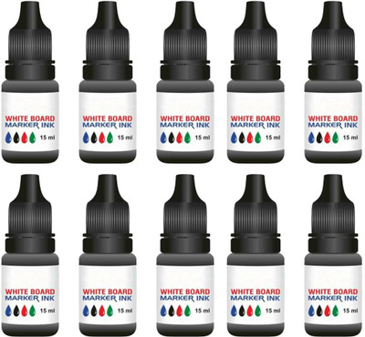 Eduway WhiteBoard 15 ml Marker Ink |Compatible with All White board Marker (Pack of 10) 15 ml Marker Refill(Black)