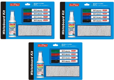 Soni Officemate Whiteboard marker Starter Kit-Duster 1Pc,50ml Cleaning Solution,( pack of 3 ) 50 ml Marker Refill(Multicolor)