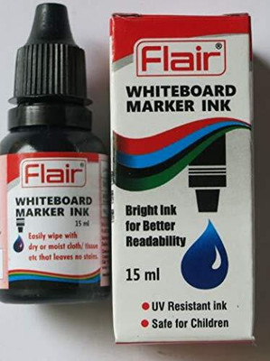 FLAIR Whiteboard Marker Ink 15 ml Black Pack of 10 15 ml Marker Refill(Black)
