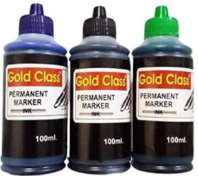 GoldClass Gold Class Permanent Marker Ink Set of 3 100 ml Marker Refill(Black, Blue, Green)
