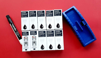 Camlin White Board Marker Ink BLACK(10 Pcs)+1 Marker+1 Duster Combo 15 ml Marker Refill(Black)