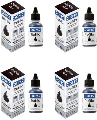 DOMS Refilo White Board Marker Ink|colour - Black | Pack of 4 | Each bottle contains 15 ml Marker Refill(Black)