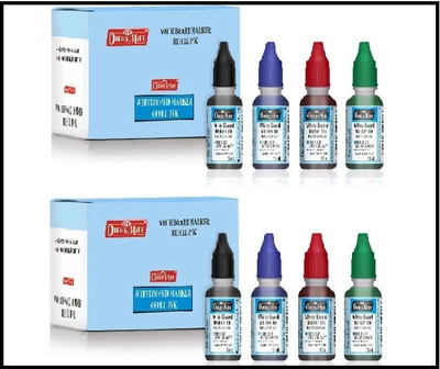 Soni Officemate ( packof 2 )White Board Marker (Red-Green-Black-Blue)-Ink - 10 Pcs in 1 Box 15 ml Marker Refill(Green, Red, Blue, Black)