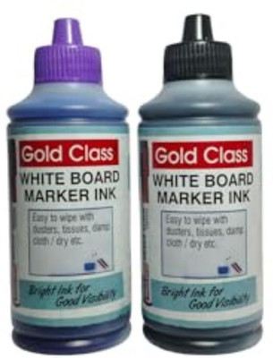 GoldClass Combo Pack of White Board Marker Ink 100ML Easily refillable Setof 2(Black Blue) 100 ml Marker Refill(Black, Blue)