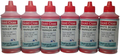 GoldClass White Board Marker Ink(100ml)(Pack of 6,Red) Suitable for White Board Surface 100 ml Marker Refill(Red)