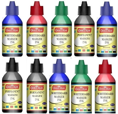 Soni Officemate White Board Marker Refill Red,Green,Black,Blue Ink 100 ml – Pack of 10 100 ml Marker Refill(Red, Green, Black, Blue)