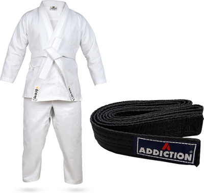 Addiction Karate Dress Upper & Lower With 1 white Belt & 1 Black Belt Martial Art Uniform