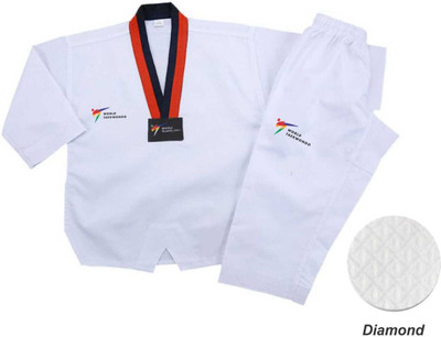 lewon international Taekwondo Diamond Imported Dress With Red & Black Strip N0-120 For 5&6 yrs Kids Martial Art Uniform