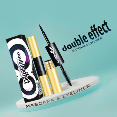 Neycare waterproof long lasting mascara with eyeliner duble effect pefect eye look 10 ml(Black)