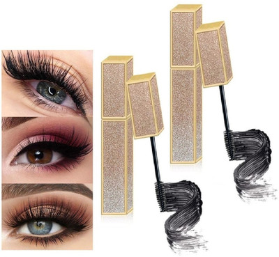 tanvi27 Long Lasting Waterproof Curling 3D Jet Black Mascara Combo 16 ml(JET BLACK)