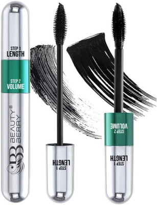 Beauty Berry Twin Turbo 2 in 1 Volumizing and Lengthening, Long Lasting Waterproof Mascara 15 ml(Black)