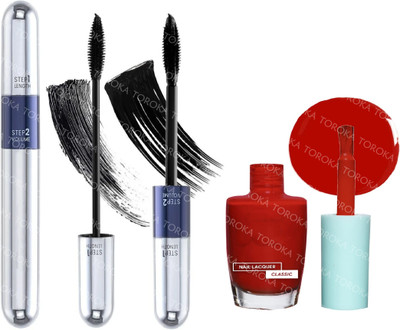 toroka 2in1 Volumizing and Lengthening Long Lasting Mascara 15ML NAIL POLISH 30 ml(Black)