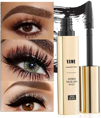 YAWI High Volumizing Mascara | Up to 18 Hours Stay | Waterproof Intense Jet Black 8 ml(Black)