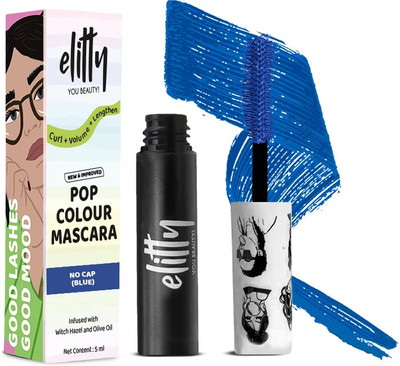 Elitty Pop Colored Lush Lashes Mascara (Blue)| Waterproof, Smudge Proof | 5 ml(Blue 1)