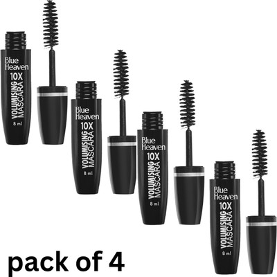 BLUE HEAVEN 10X VOLUMISING MASCARA 8ML EACH PACK OF 4 32 ml(BLACK)