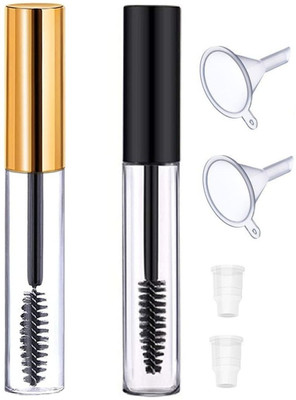 VASADIGITAL 2 Pcs 10 Ml Combo Empty Mascara Bottle Eyeliner With Brush (Pack of 2) 10 ml(Golden, Black)