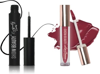 Show Beauty Smudge proof Eyeliner with Liquid Lipstick Combo 4 ml(FEMININITY-08)