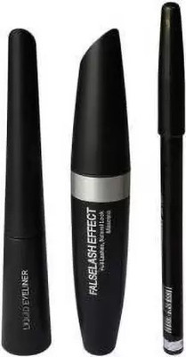 Liptick quick to dry eyeliner pack of 3 11 ml(Black)