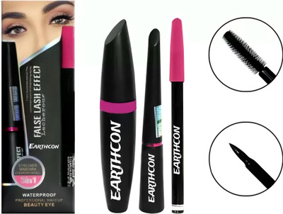 Earthcon Matte Finish Eyeliner Mascara Eyebrow kajal Sketch 100 ml(Black)