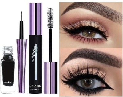 THTC Intense Black Pigment, Smudge Proof, Waterproof Mascara & liner 10 ml(BLACK)