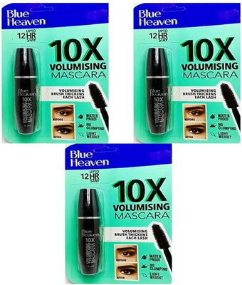 BLUE HEAVEN 10X VOLUMISING MASCARA 8ML PACK OF 3 24 ml(BLACK)